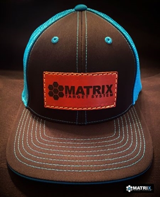 MATRIX NEON BLUE, BLACK WITH LEATHER PATCH LOGO HAT