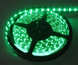 Emerald Green LED Flex Strips -12vdc, Waterproof, Double Density, Green, High Output - 5M Spool