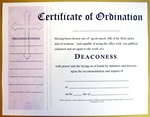 Certificate of Ordination for Deaconess