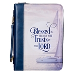 Bible Cover-Classic Luxleather-Blessed Is The One Who Trusts: 1220000321229