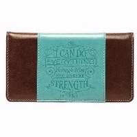 Checkbook Cover-I Can Do Everything-Turquoise/Brown: 6006937122833