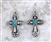 Earrings-Eden Merry-Turquoise Stone Cross/Silvertone:  780308982849