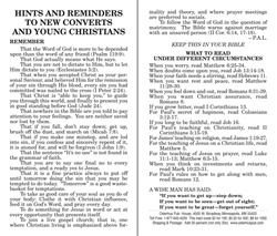 Hints and Reminders to New Converts and Young Christians