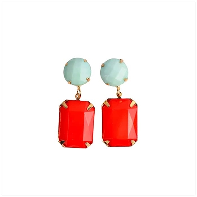 Sea Foam/Red Earrings