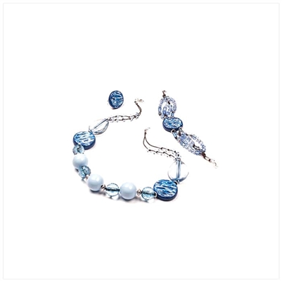 Blue Necklace, Bracelet and Earrings