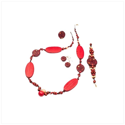 Red/Orange Necklace, Bracelet and Earrings