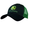 John Deere Hat, Black with Green Mesh Back