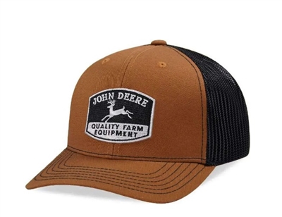 John Deere Hat, Brown/Black Mesh, Quality Farm Equipment Logo