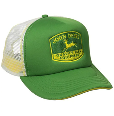 John Deere Hat, Green Foam Front with White Mesh Back, Quality Equipment Logo