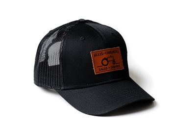 Allis Chalmers Sales and Service Leather Emblem Hat, Black Mesh