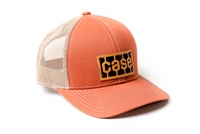 Case Tread Leather Emblem Hat, Orange Mesh