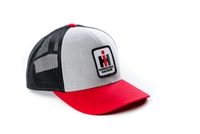 IH International Harvester Logo Hat, Heather Gray with Red Brim and Black Mesh