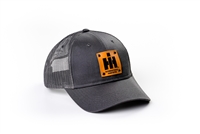 International Harvester Leather Emblem Hat, gray mesh, adult or youth size