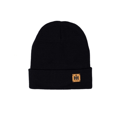 International Harvester Knit Hat, Black, Leather Emblem