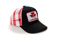 Massey Ferguson Logo Hat, Black with Flag Mesh Back