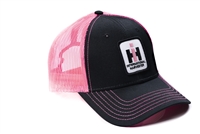 Ladies' IH International Harvester Logo Hat, Black with Neon Pink Mesh Back