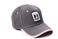 Ladies' IH International Harvester Logo Hat, Gray with Pink Accents