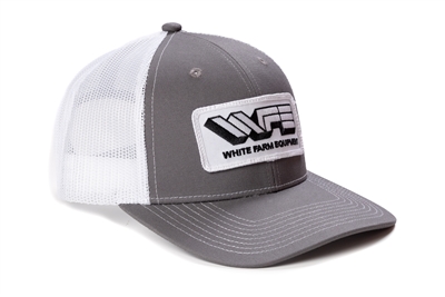 Youth-Size White Farm Equipment Hat, Gray with White Mesh Back