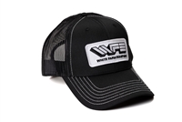 White Farm Equipment Hat, Black Mesh