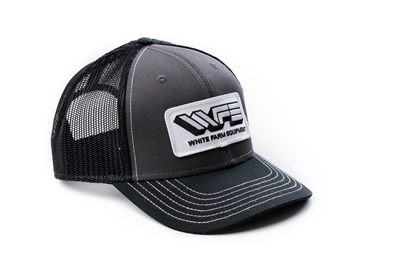 White Farm Equipment Hat, Gray with Black Mesh Back