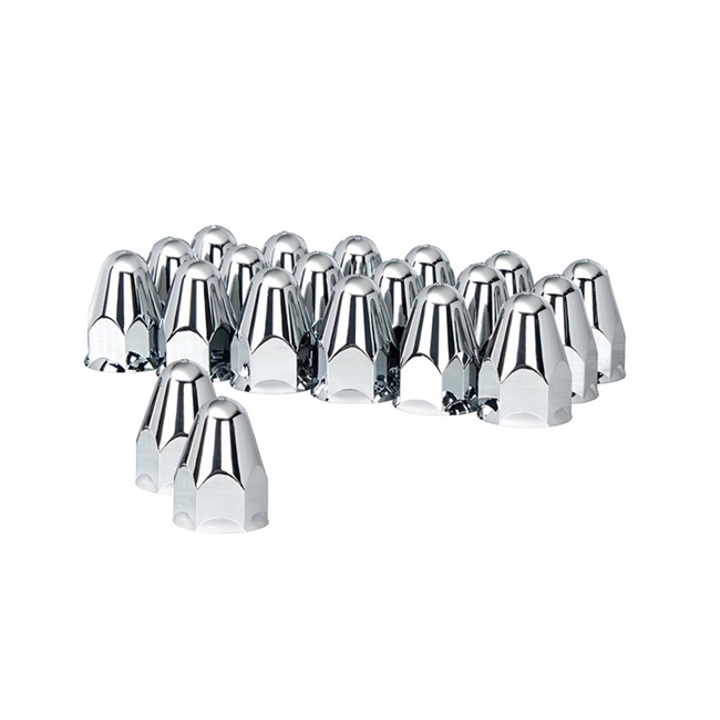 20 PACK OF CHROME 1 1/2" PUSH ON SLOTTED BULLET NUT COVER