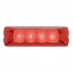 4 LED Reflector Rectangular Clearance/Marker Light - Red LED/Red Lens