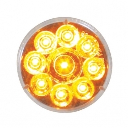 9 LED 2 1/2" Reflector Clearance/Marker Light - Amber LED/Clear Lens