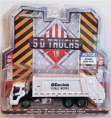 Greenlight Collectibles S.D. Trucks Series 16 - 2020 Mack LR Rear Loader Refuse Truck (Boston) Green Machine