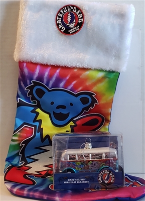 Grateful Dead Holiday Gift Set - 19" Stocking and 4" Glass Bus Ornament