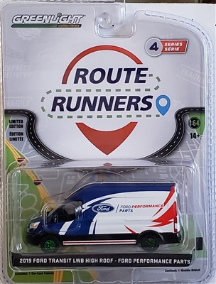 Greenlight Collectibles Route Runners Series 4 - 2019 Ford Transit LWB High Roof  (Ford Performance) (Green Machine)