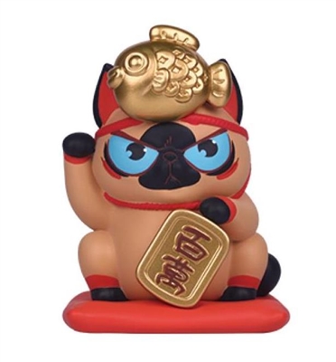 52Toys Food on Head Lucky Fortune Series Vinyl Figure - Cat with Gold Fish