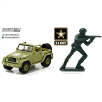 Greenlight - U.S. Army - 2016 Jeep Wrangler with Plastic Soldier Diecast Vehicle