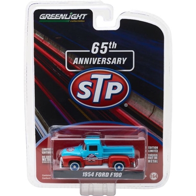 Greenlight - Anniversary Collection Series 6 - 1954 Ford F-100 Truck Blue and Orange STP 65th Anniversary