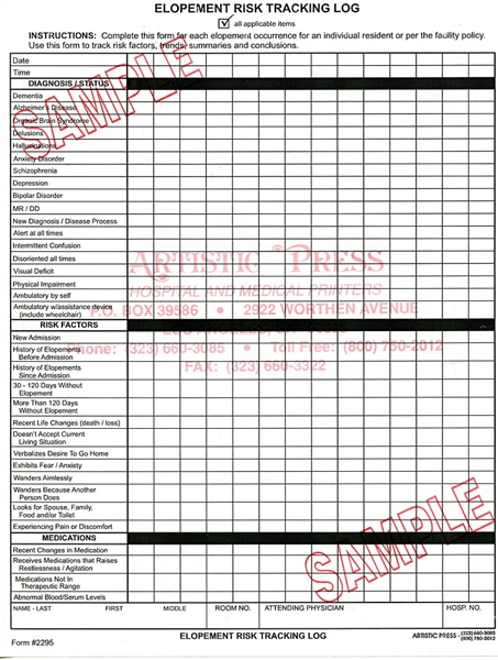 Elopement Risk Tracking Log #2295