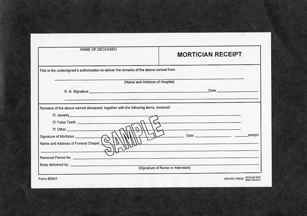 Mortician Receipt