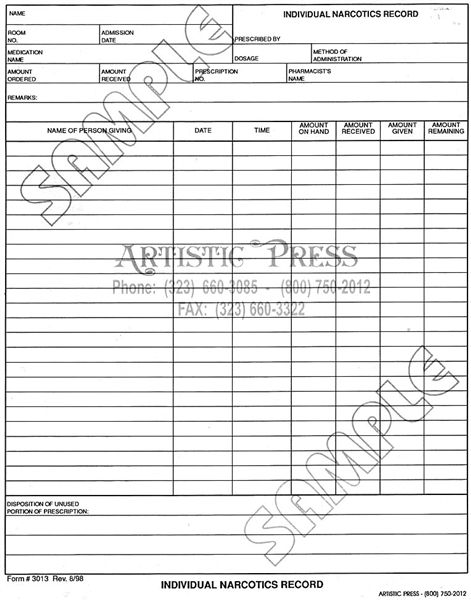 Individual Narcotics Record