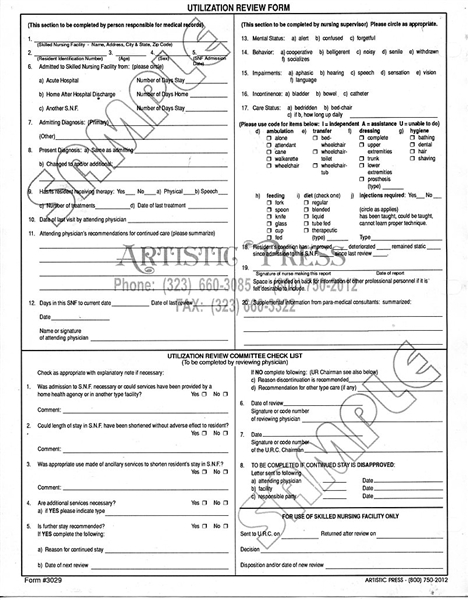 Utilization Review Form