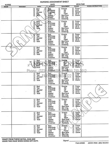 Nursing Assignment Sheet # 3080