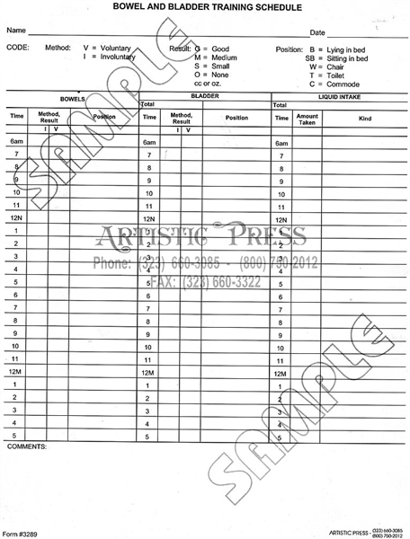 Bowel & Bladder Training Schedule