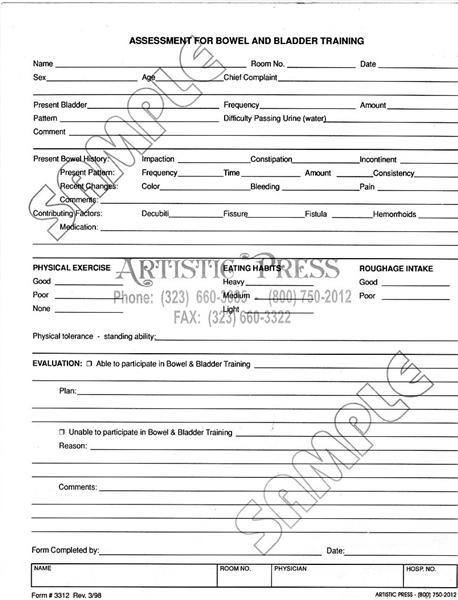 Assessment for Bowel & Bladder Training