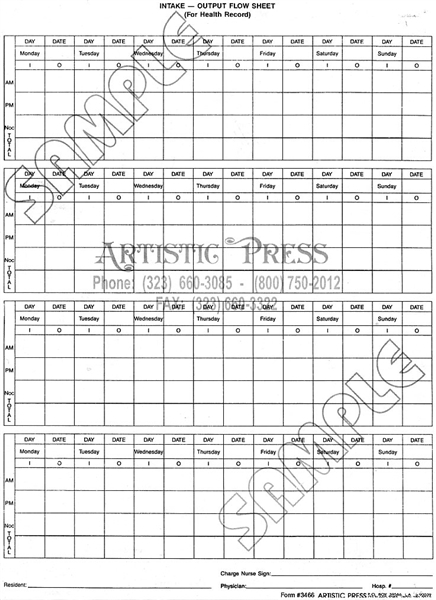 Intake - Output Flow Sheet