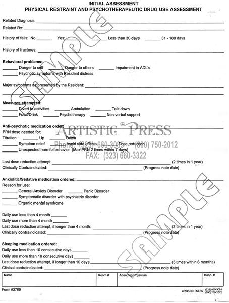 Initial Assess-Physical Restraint and Psych Drug