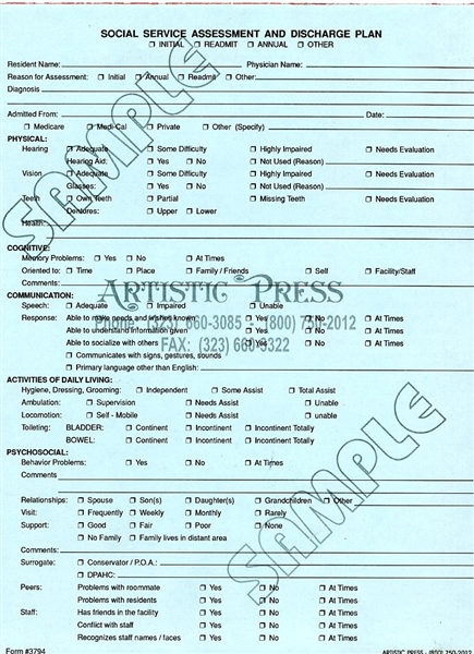 Social Service Assessment and Discharge