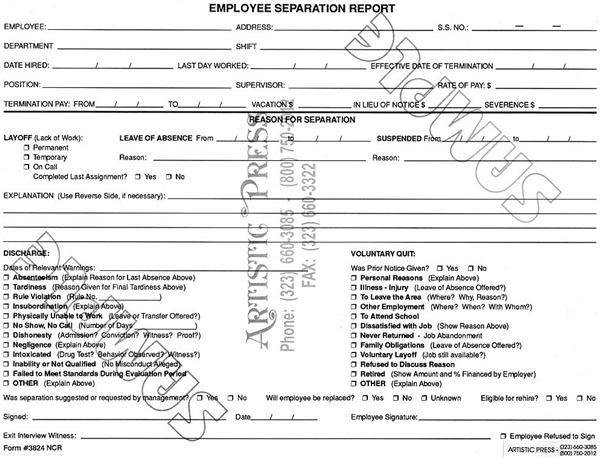 Employee Separation Report