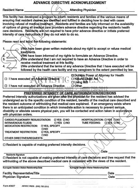 Advance Directive Ackowledgment