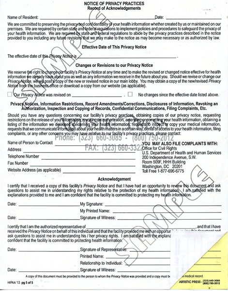 Notice Of Privacy Practices Rec.  # HIPAA page 5