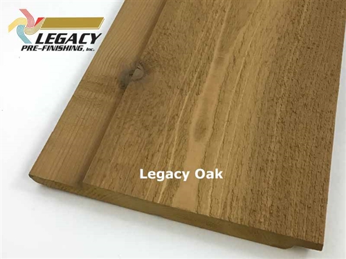 Custom prefinished cedar channel rustic siding in a golden brown stain called Legacy Oak