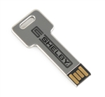 Silver Key Shaped 8GB Flash Drive with Lanyard