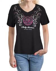 Womens Las Vegas Black V-Neck T-Shirt