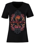 Womens Sherbert Foil Black V-Neck T-Shirt